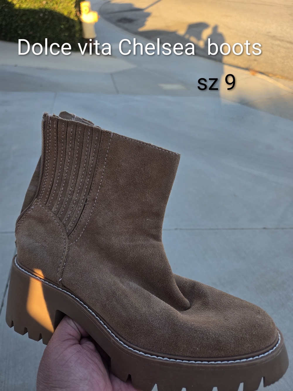 Dolce Vita Tan Suede Chelsea Lug Boots